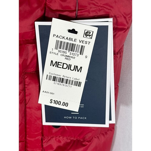 Club Room Men's Down Packable Puffer Vest, Red, Size M, NWT - Picture 4 of 7