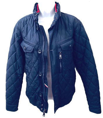 POLO Ralph Lauren Classic Navy Quilted Zipper Hidden Hood Pocket 