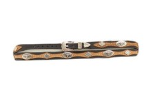 M F Western Hat Band Steer Diamond Concho Black Tan 02688129