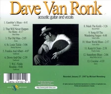 DAVE VAN RONK - LIVE AT SIR GEORGE WILLIAMS UNIVERSITY NEW CD