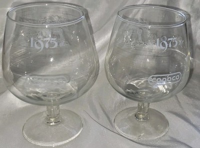 Vintage 1975 Set Of 2 Conoco Branded Liberty Bell Cognac Snifter/Ballon Glasses