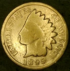 1895 American Indian Head Cent Circulated Brown Philadelphia Mint Penny.
