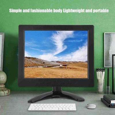 EU Plug Small 8in 1024x768 IPS Soft Screen HD Video Display For /VGA /BN SAL