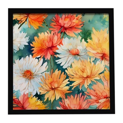 Flowers in Watercolor Framed Metal Print