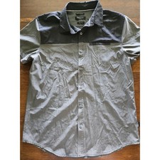 Kenneth Cole New York Slim Fit Short Sleeve Button Up Shirt Gray L