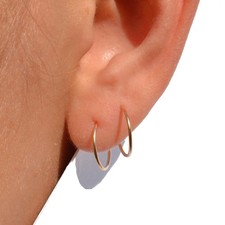 14k Real Gold Thin Hoop Earrings Hoops Small, yellow gold