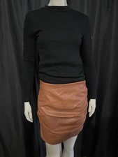 SHEIN Brown Faux Leather Ruched Mini Skirt Size Large