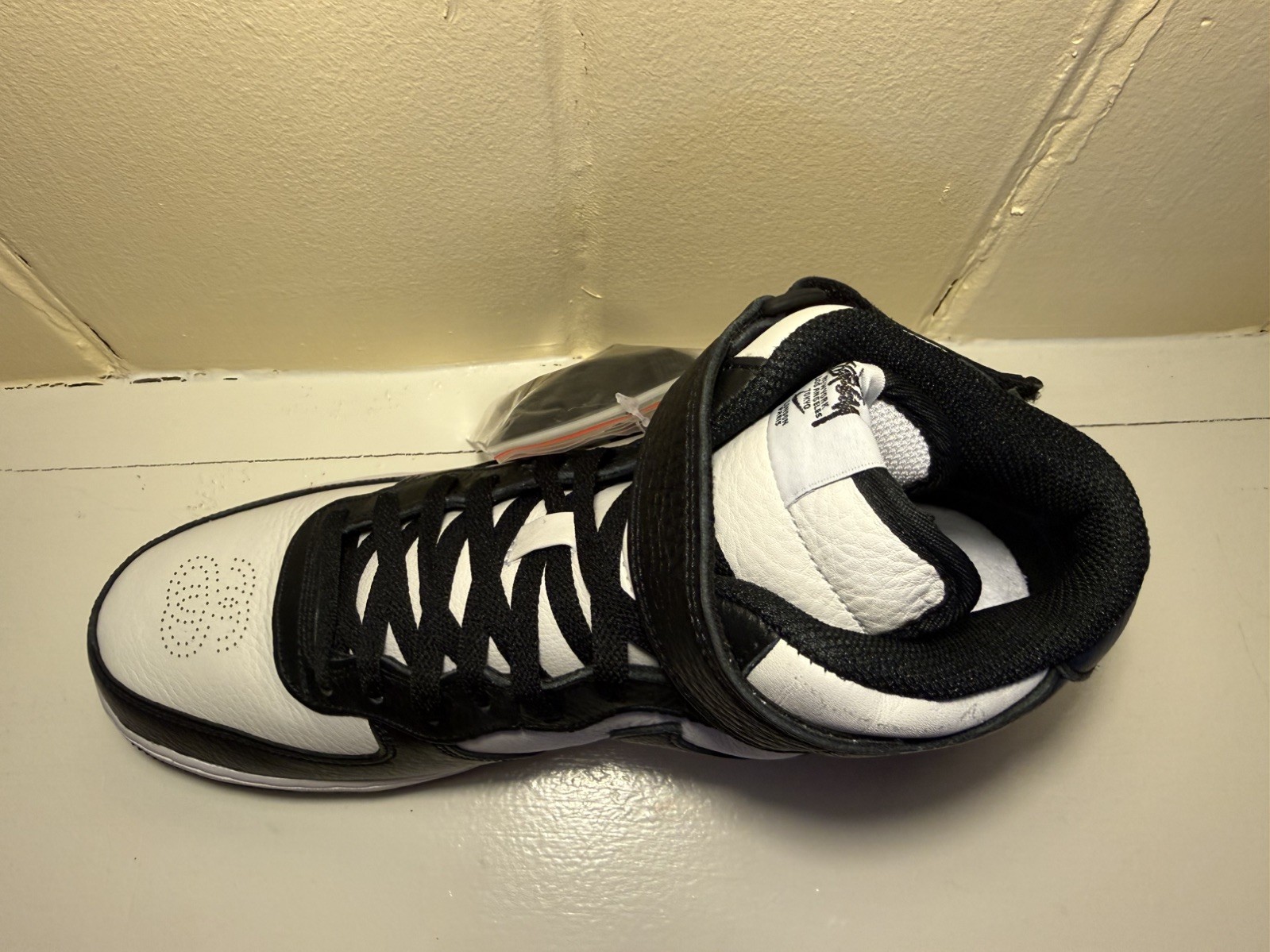 Stussy x Nike Air Force 1 Mid Black White Mens Size 9 New thumbnail 3