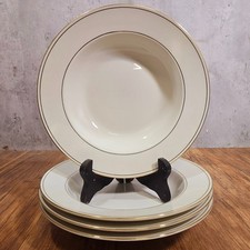 x4 Royal Norfolk 22cm Rimmed Soup Dessert Bowls - White & Gold Vintage