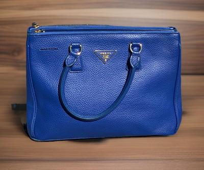 AUTHENTIC PRADA Saffiano Medium Galleria Double Zip Tote Royal Blue Made In  