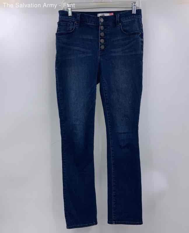 Cabi Womens Blue Cotton Blend Button-Fly Denim Straight Leg Jeans Size 4