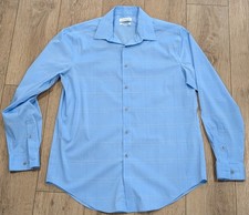 Mens Calvin Klein Stretch Non-Iron Dress Shirt Steel Blue 34/35 16/16.5