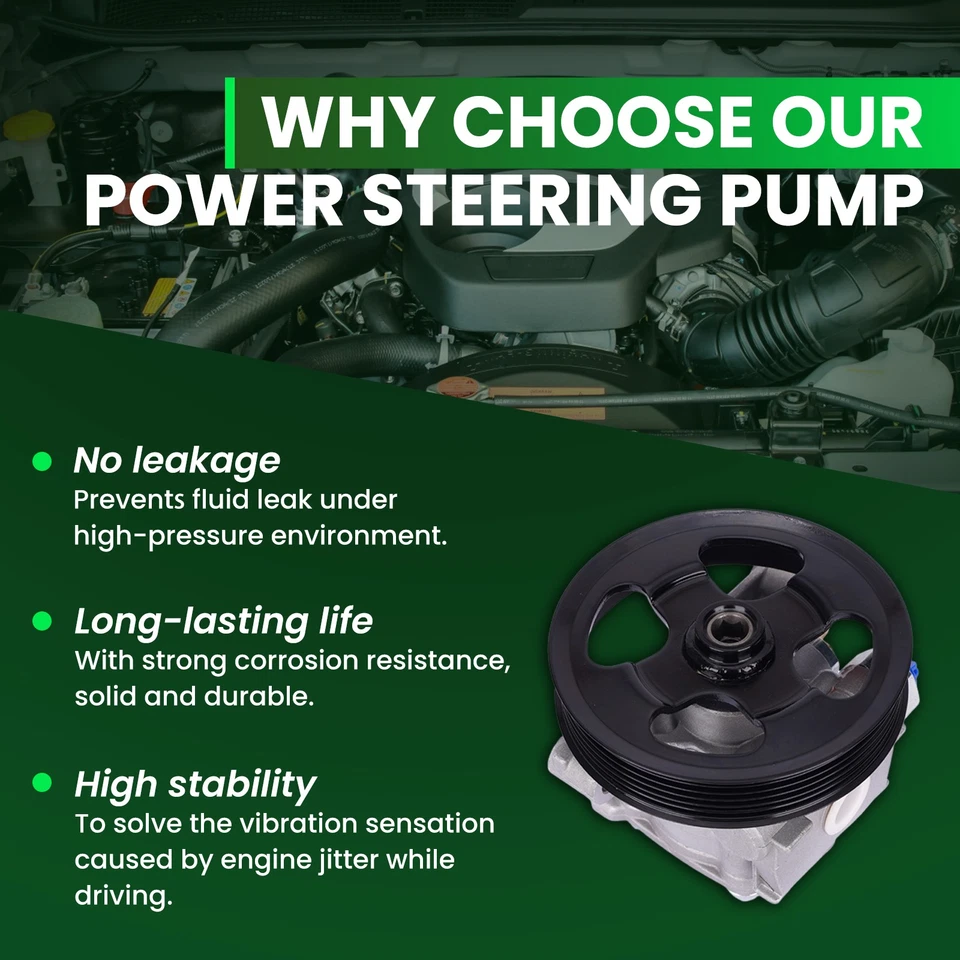 Power Steering Pump w/ Pulley Fit 2007-2012 Mazda CX-7 & 2007 Mazda 6 2.3L - Image 3 of 4