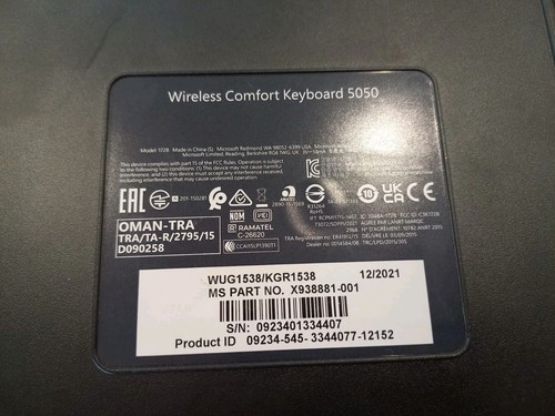 Teclado Microsoft Wireless Comfort 5050 Modelo 1728 Sin USB Dongle PROBADO Y FUNCIONA - Imagen 3 de 4