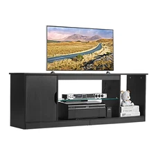 TV Stand for TVs up to 65 in Modern Entertainment Center with Glass Shelf