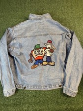 Vintage Taz Bugs Warner Bros Denim Jean Jacket Hip Hop XL Top Line USA 90s