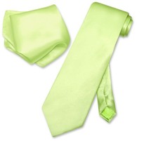 Biagio 100% SILK Solid LIME GREEN Color NeckTie Handkerchief Mens Neck Tie Set