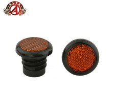 ALTA Amber Reflective Handlebar End Caps 7/8" Black PVC Pair for BMX/Cruisers.