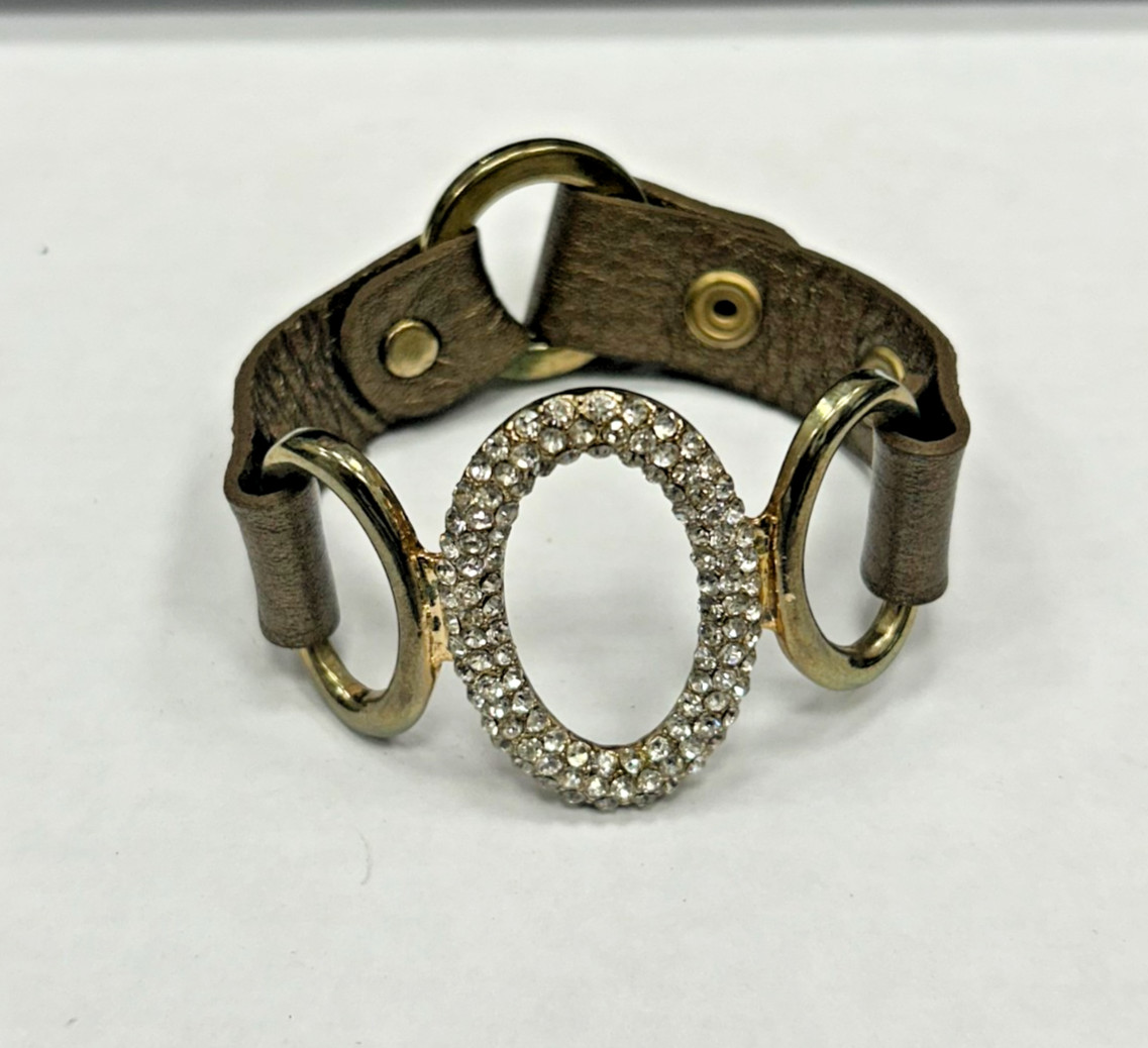 Signed Natasha Snap On Adjustable Crystal Bracelet - image 1