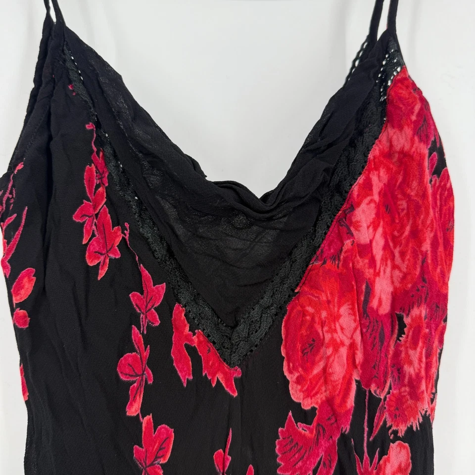 Vestido midi vintage Y2K Whimsigoth asimétrico gótico de hadas negro rojo romántico Foto 2 de 4