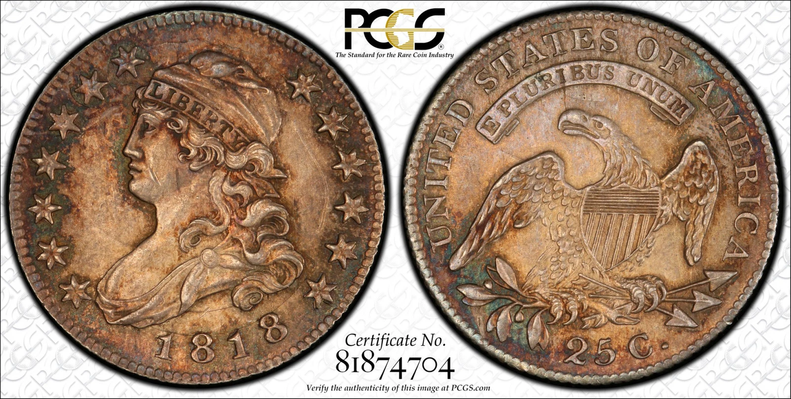 1818 P Capped Bust Quarter Dollars PCGS MS-63