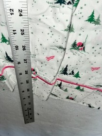 Victoria Secret Flannel Long Pajama Set Womens L Whimsy Winter Forest Ski White