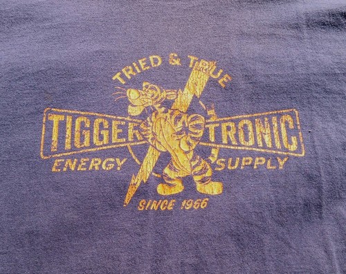 Disney Store T-shirt Vntg TIGGER Blue Orange XL Rare! Tiger Strong Energy Suppy