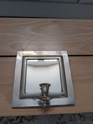 Bed Bath&B Silver Sconce Wall-Mounted 8 Inch Mirror with Candle Holder