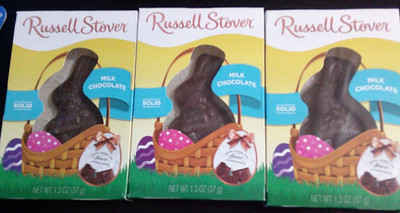 3 NEW RUSSELL STOVER Solid Milk chocolate easter bunnies 1.3 oz each