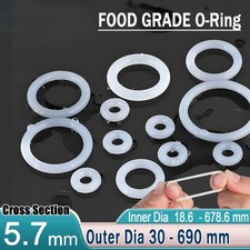 Food Grade O-Ring 5.7mm Cross Section Clear Silicone Rubber O Rings 18-678mm ID