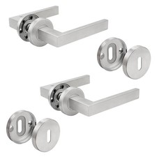 Probrico Brushed Nickel Bathroom Door Handle Set, 2 Pack