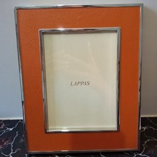 Lappas Silversmiths Argentina Orange Leather & Metal Picture Photo Frame 10 x 8"