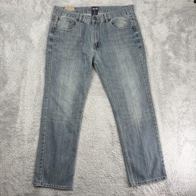 F.U.S.A.I Jeans Mens 38x30 Light Wash Straight Leg Zip Fly Denim Five Pocket