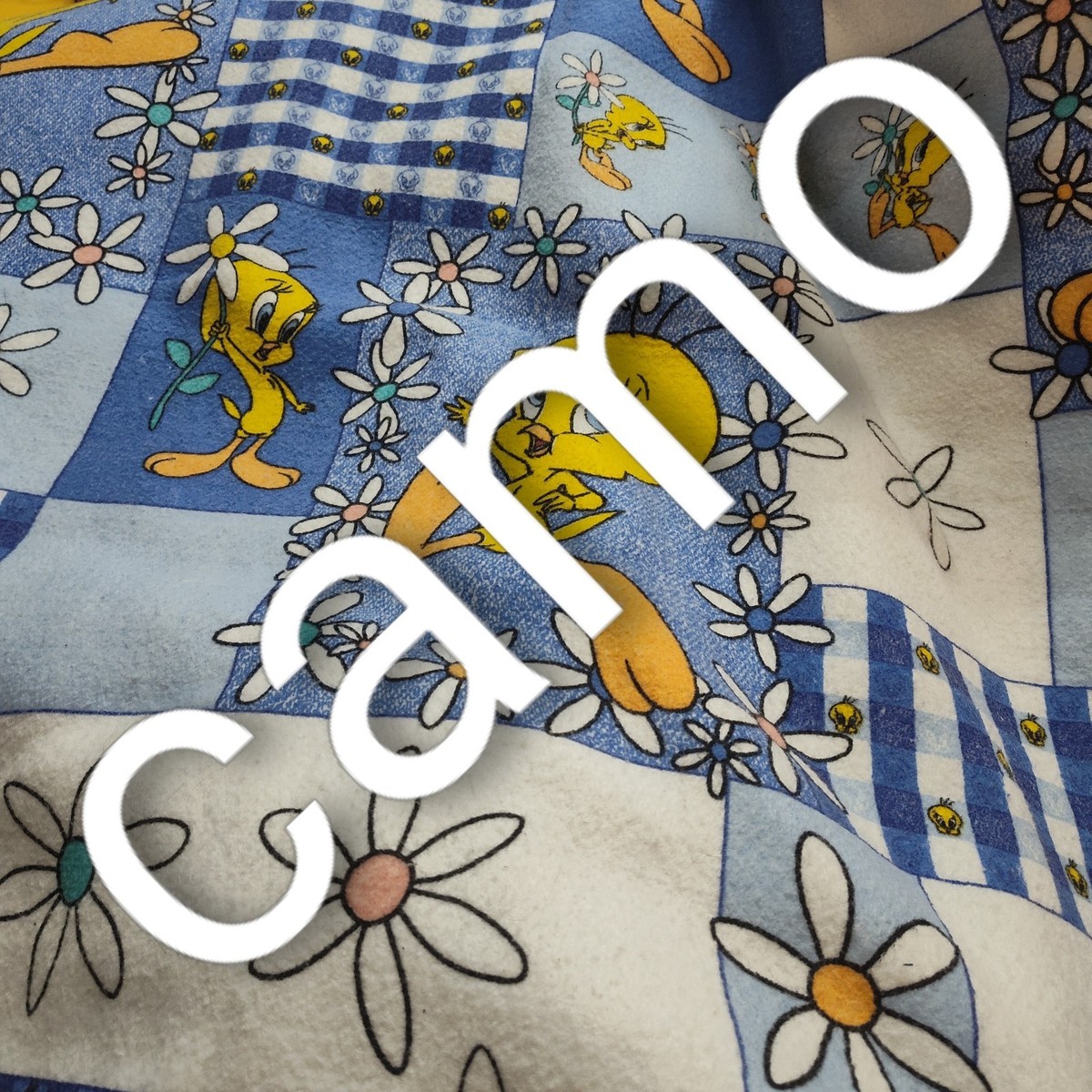 ヴィンテージ トゥイーティー ブランケット VTG 1990s Tweety Bird Blanket Looney Tunes Patchwork Floral