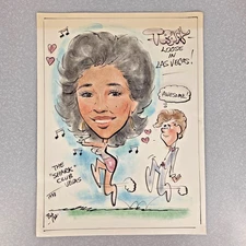 Vintage Tracy Loose in Las Vegas 1988 Caricature Pastel Drawing 12x16 Signed