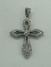 18ct White Gold Diamond Set Cross
