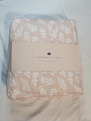 Northern Nights 500 Thread Count Sheet Set Queen Peach Leaf Egyptian Cotton 4 pc