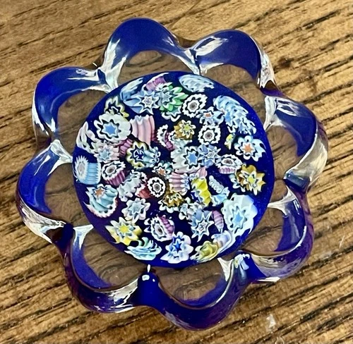 PETER McDOUGALL-Complex Millefiori Cobalt Blue-2" Miniature Paperweight-Scotland