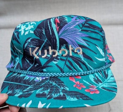 1980s-90s vintage KUBOTA snapback hat HAWAIIAN floral tropical NISSIN trucker