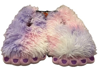 Women's Size 6 Juniors Slippers Fuzzy Bigfoot Yeti Foot Pink Purple Super Soft