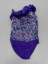 Weissman One Shoulder Purple Sequin Dance Costume Size SC