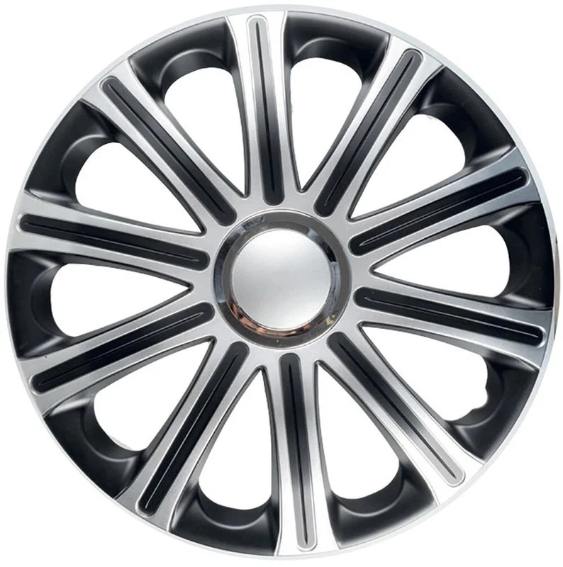 Wheel Trims 14" Black Silver Hub Caps Modena x4 Fits Peugeot 206 - Image 2 of 4