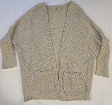 Altar'd State Cardigan Sweater Womens Small Cream Open Front Chunky Pockets Boho