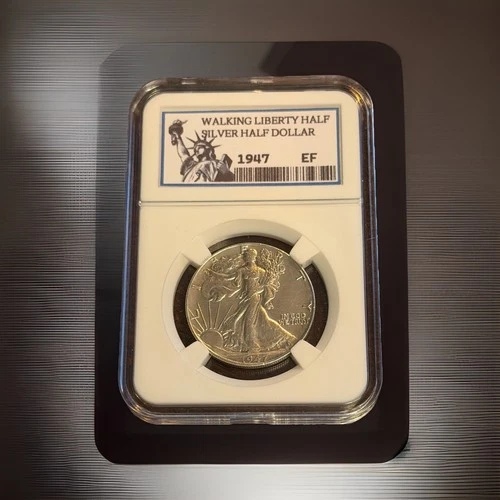 1947 / WALKING LIBERTY HALF DOLLAR [DB-6630-005] (VINTAGE) KEEPSAKE SLAB / EF
