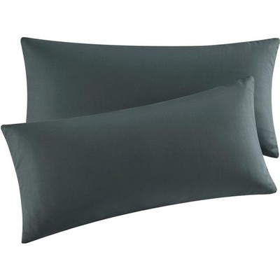 Kissenbezug 40 x 80 cm Set 2 Anthrazit mit weichem Mikrofaser-Reißverschluss