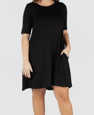 24seven Comfort Apparel Womens Black Stretch Fit and Flare Dress Plus Size 1X