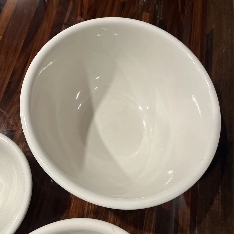 Gibson Farmhouse Set Of 3 White Double Blue Stripes Mixing Nesting Bowls Stone - Image 4 of 4