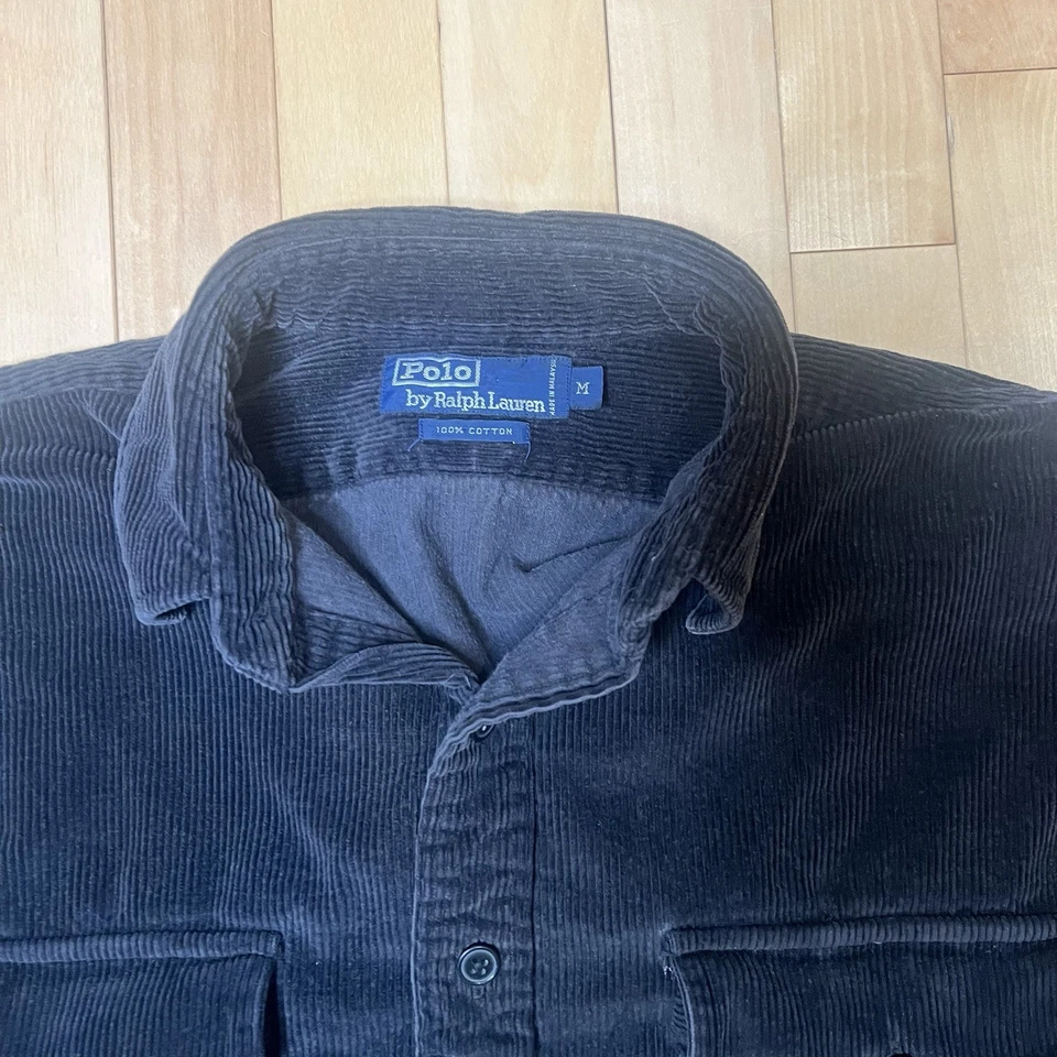 Camisa Polo de Ralph Lauren Pana Parches en el Codo Talla M Negra 100% Algodón De Colección Foto 2 de 4