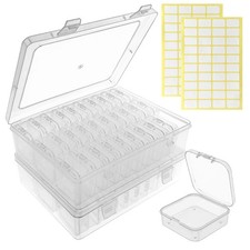 62 Pcs Portable Bead Organizer - Clear Boxes with Hinged Lids, Perfect for Cr...
