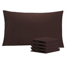 Queen Pillowcase Set - 4 Pack Brushed Microfiber Queen 20" x 30" Dark Brown